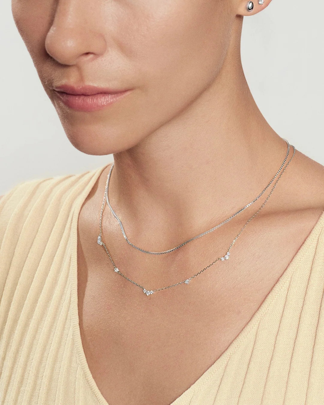 GM220W Zircon Heart Necklace In Platinum Plated Silver