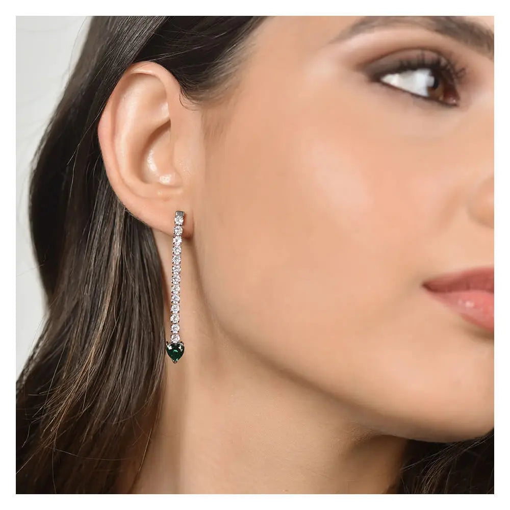 Luca Barra OK1089 Steel Heart Stud Earrings