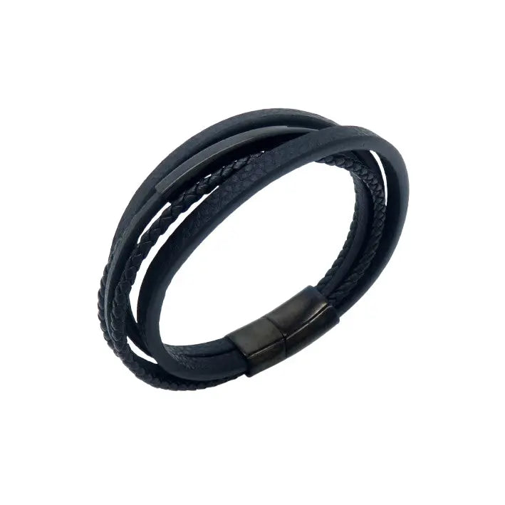 Puppis PUB06269S Men's Leather and Steel Bracelet