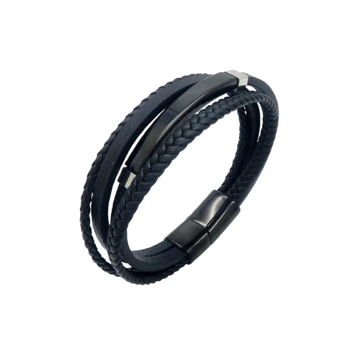 Puppis PUB06269S Men's Leather and Steel Bracelet