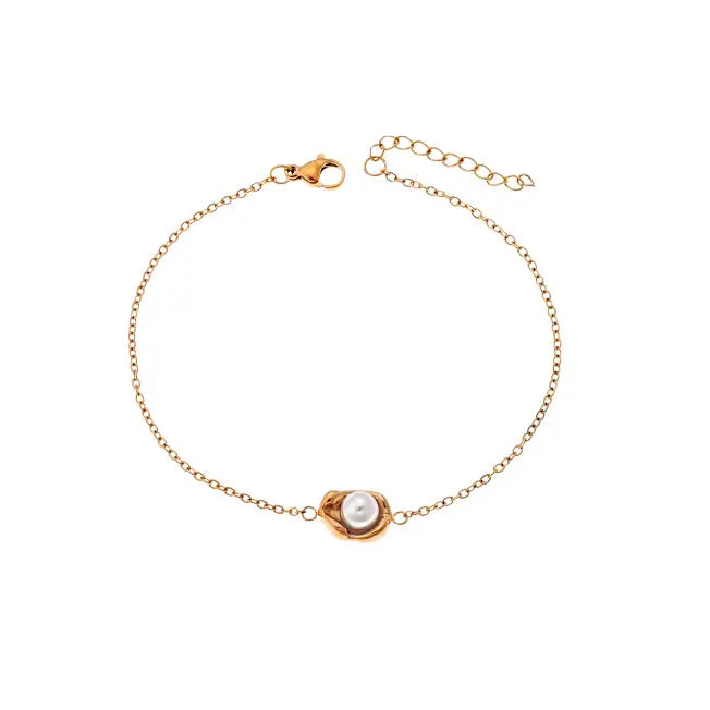 Puppis PUB20230G Βραχιόλι Από Επιχρυσωμένο Ατσάλι με Πέρλα