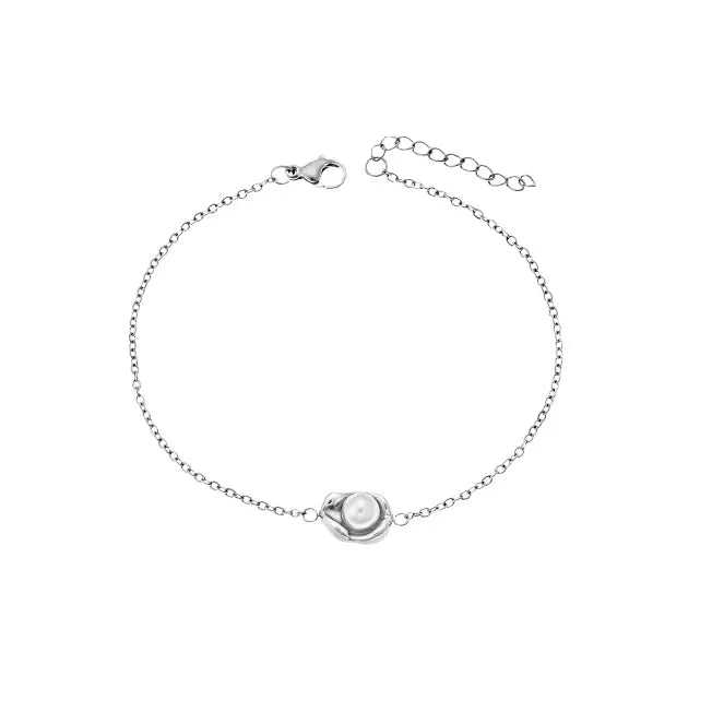 Puppis PUB20231S Βραχιόλι Από Ανοξείδωτο Ατσάλι με Πέρλα