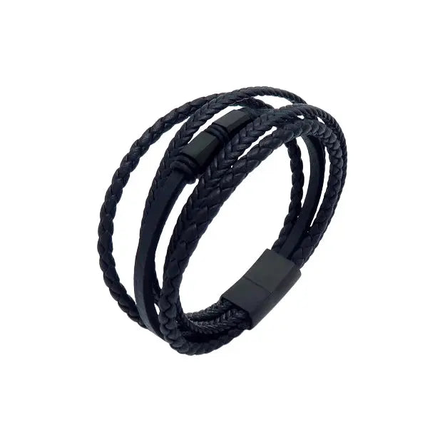 Puppis PUB06269S Men's Leather and Steel Bracelet