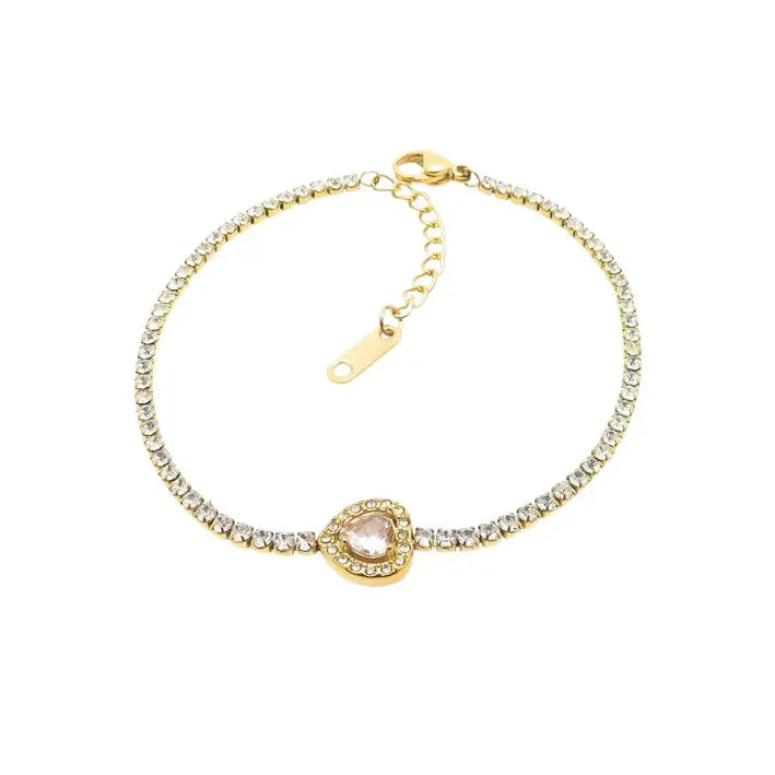 Puppis PUB85383G Gold Plated Steel Bracelet with White Zircon