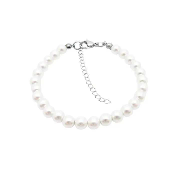 Puppis PUB88401S Βραχιόλι Από Ανοξείδωτο Ατσάλι με Πέρλες