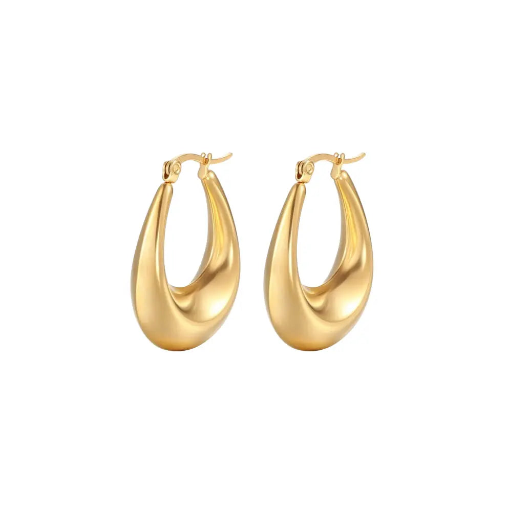 Puppis PUW89019G Gold Plated Steel Hoop Earrings