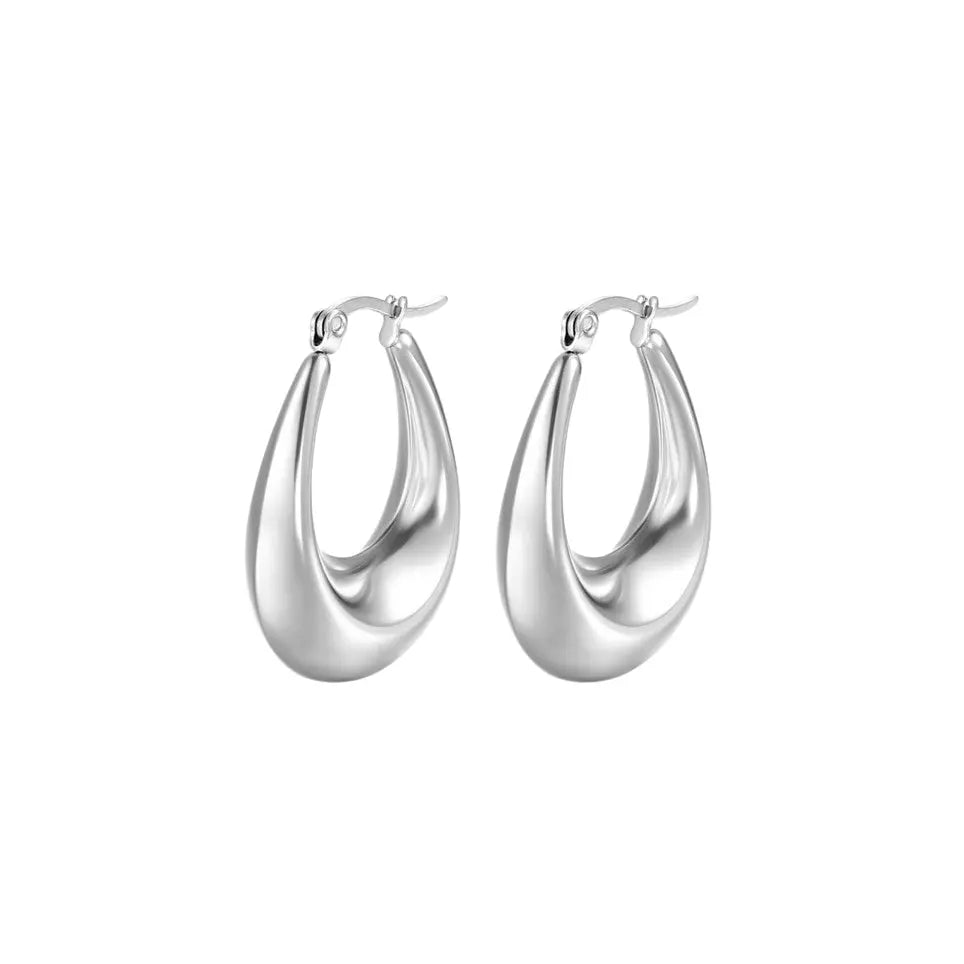 Puppis PUW89019G Gold Plated Steel Hoop Earrings