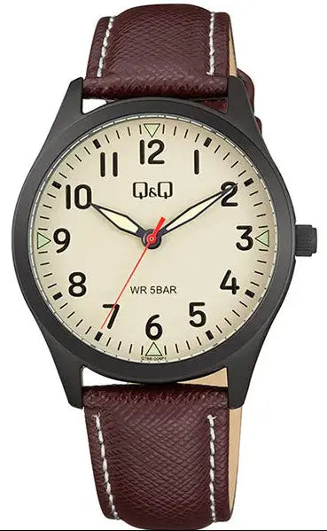 Q&Q Q76B-004PY Brown Leather Strap