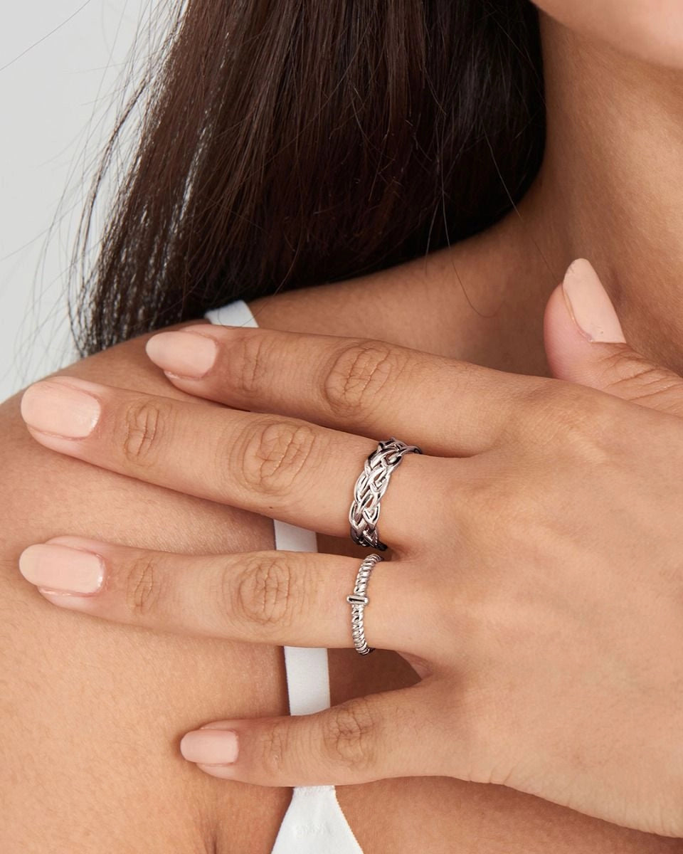 Ring RG018-1 Single Stone In Platinum Plated Silver