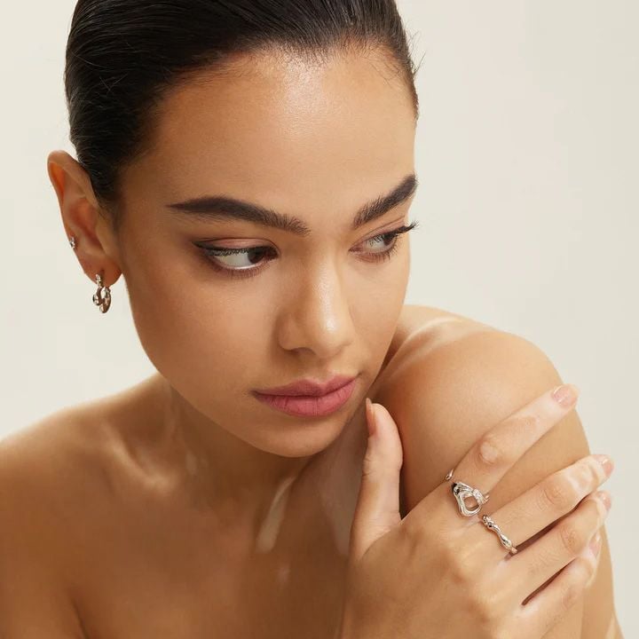 Ring RG018-1 Single Stone In Platinum Plated Silver