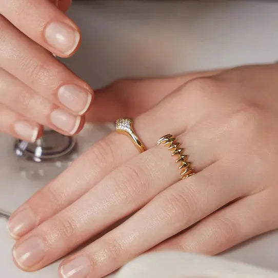 Ania Haie R061-04G-58 Δαχτυλίδι Half Pavé Sparkle Από Επιχρυσωμένο Ασήμι