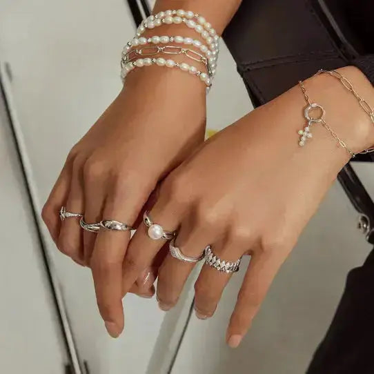 Ania Haie R061-04H-58 Δαχτυλίδι Half Pavé Sparkle Από Επιπλατινωμένο Ασήμι