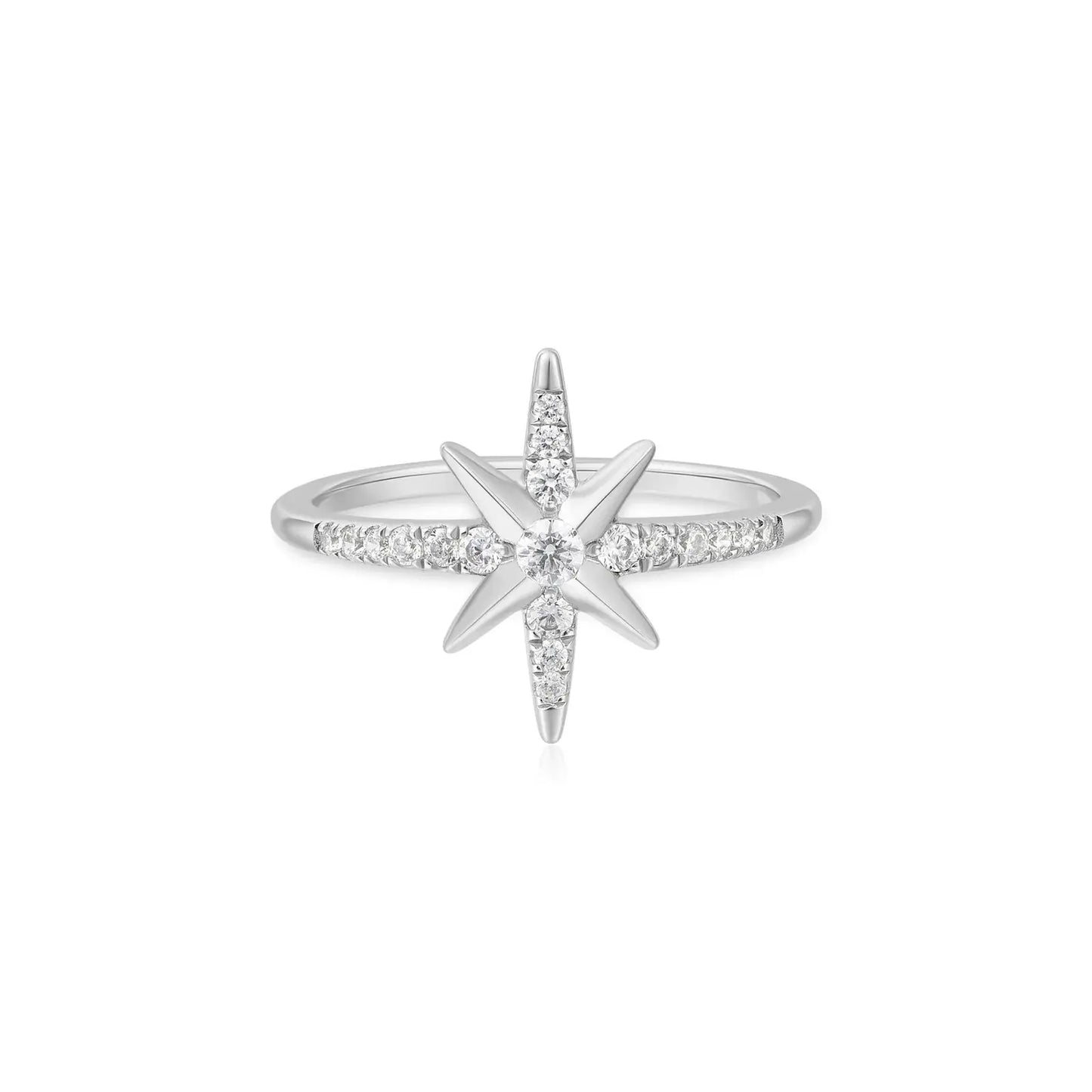 Ring RG018-1 Single Stone In Platinum Plated Silver