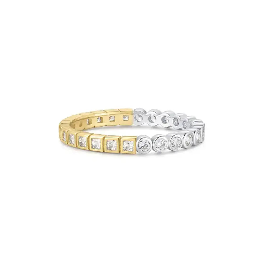 Ania Haie R066-01T-52 Δαχτυλίδι Square And Circle Από Δίχρωμο Ασήμι