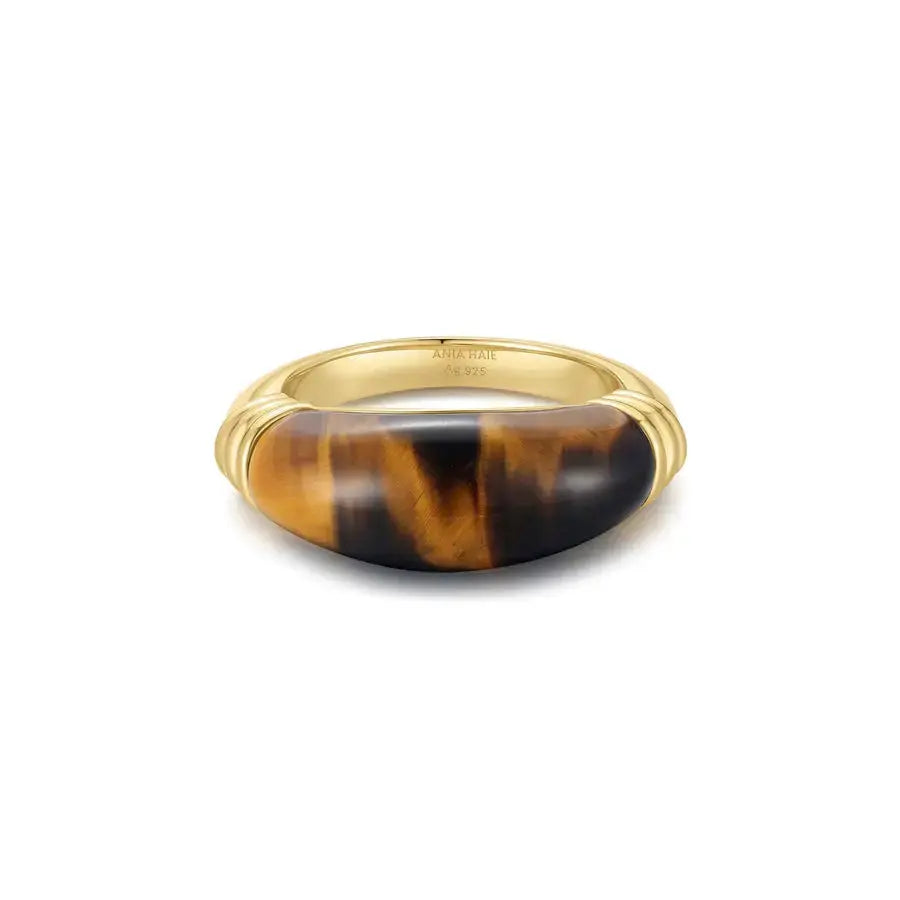 Ania Haie R068-01G-56 Δαχτυλίδι Tiger Eye Από Επιχρυσωμένο Ασήμι