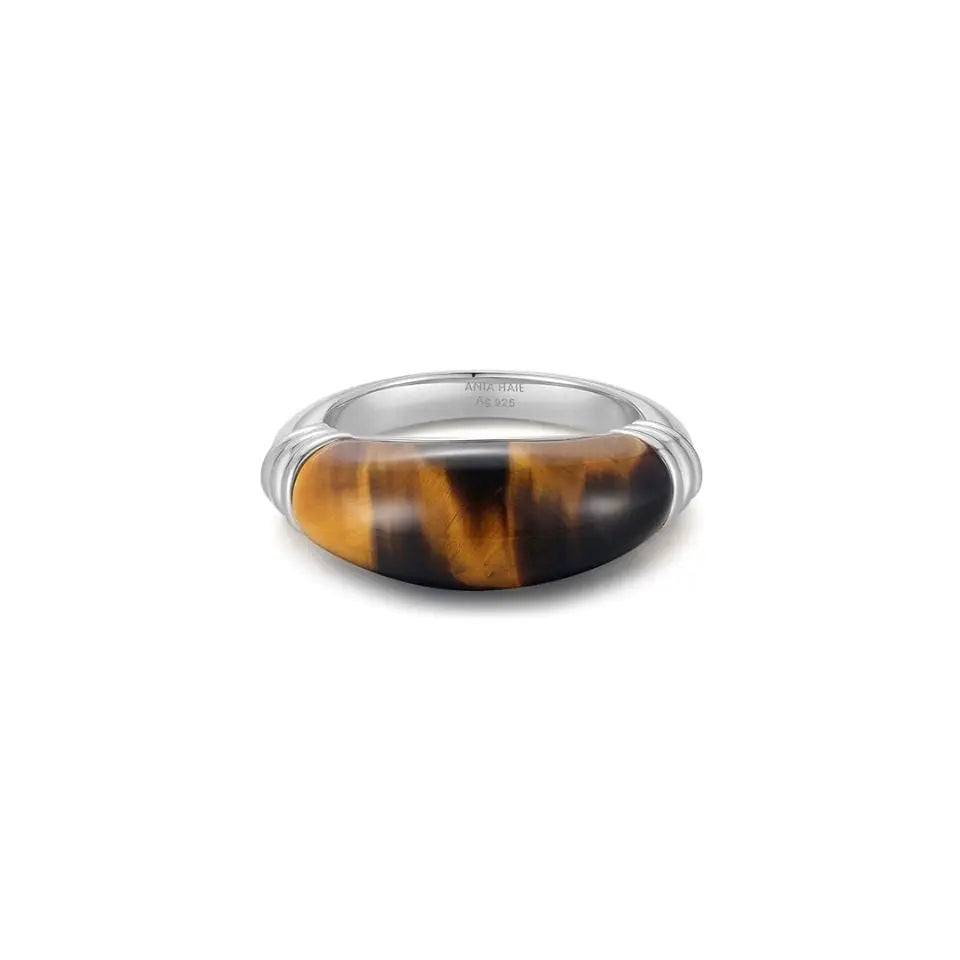 Ania Haie R068-01H-56 Δαχτυλίδι Tiger Eye Από Επιπλατινωμένο Ασήμι