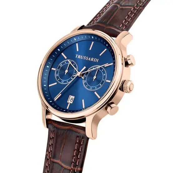 TRUSSARDI R2451174001 T-Inedito Brown Leather Strap - Κοσμηματοπωλείο Goldy