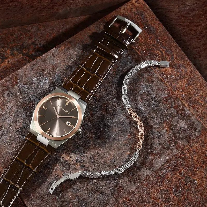 TRUSSARDI R2451175001 T-Milano Brown Leather Strap