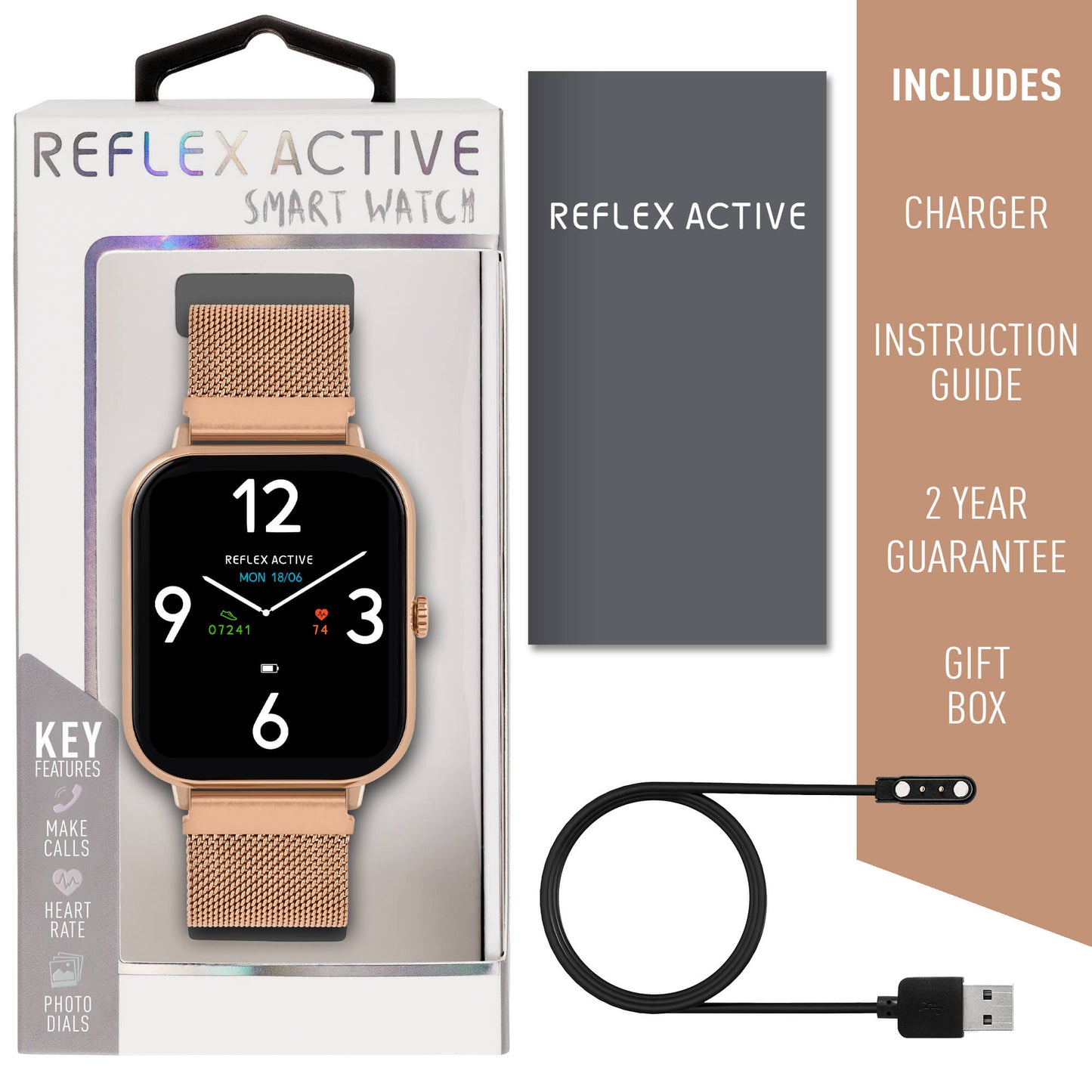 Reflex Active RA23-4080 Smartwatch Rose Gold Stainless Steel Bracelet