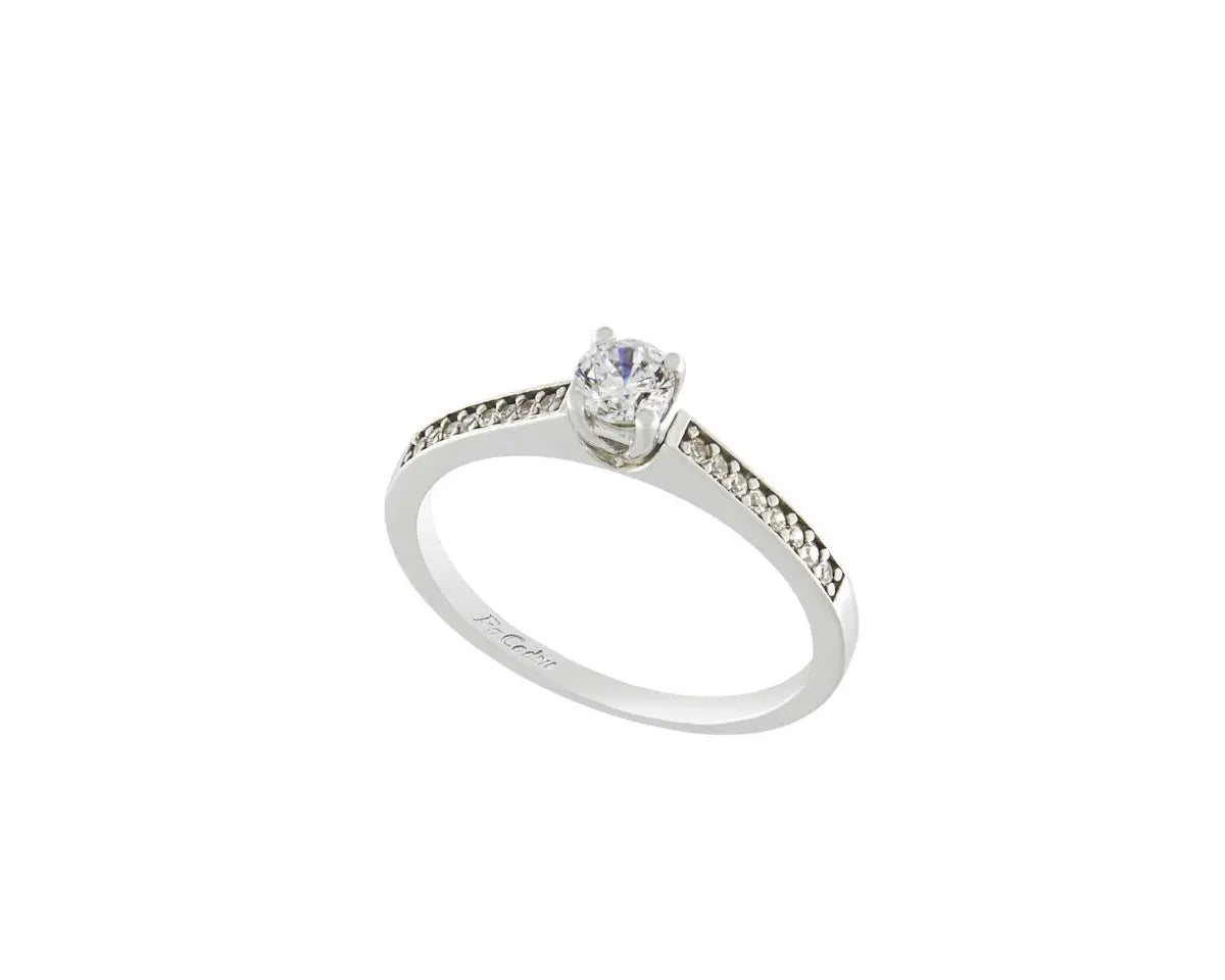 FaCad'oro RI-2499S Μονόπετρο από Επιπλατινωμένο Ασήμι με Ζιργκόν