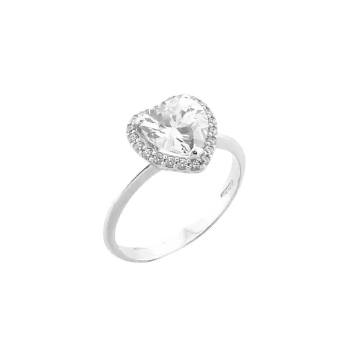 FaCad'oro RI-345-14 Μονόπετρο Καρδιά από Λευκόχρυσο 14ct με Ζιργκόν
