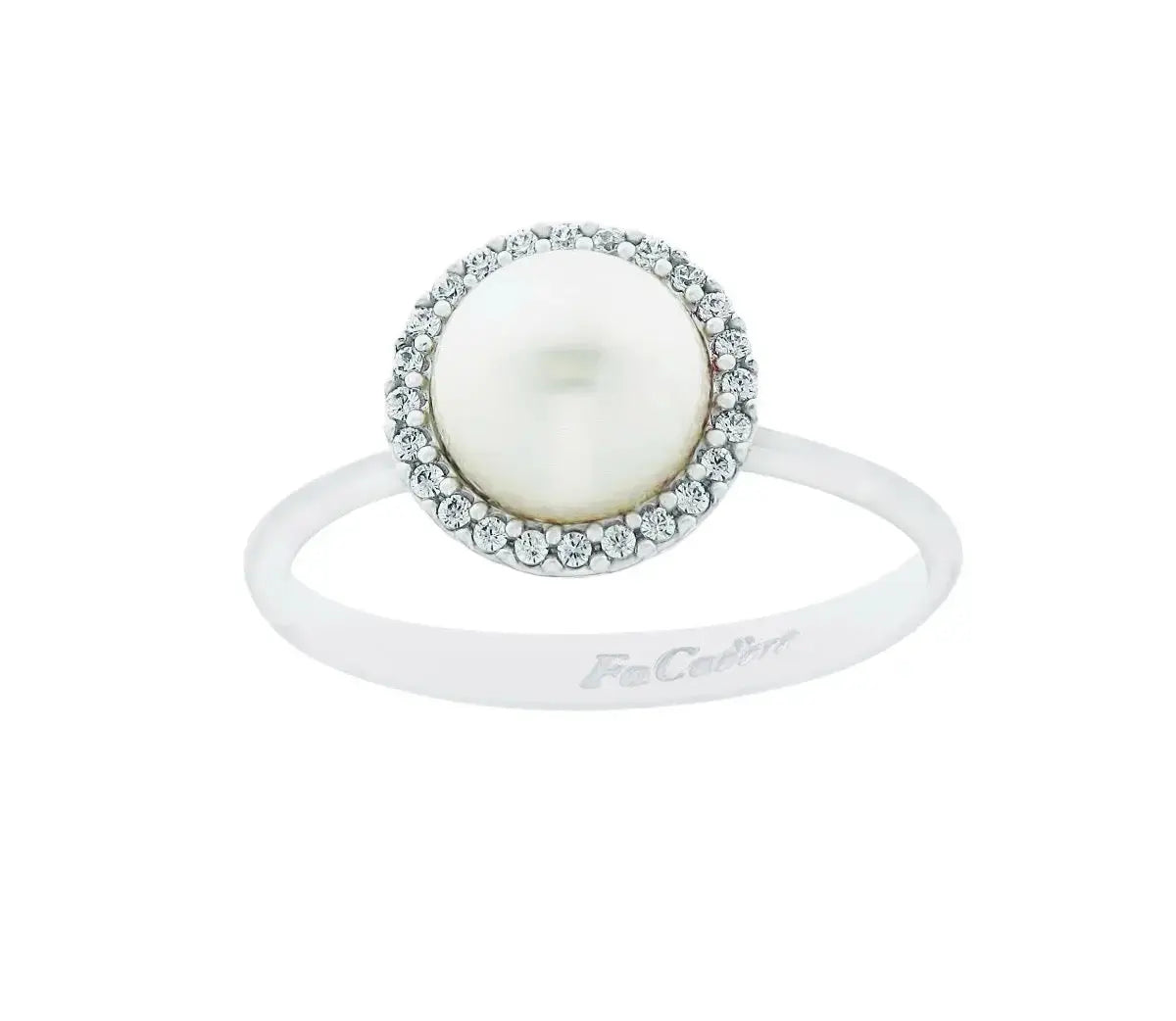 FaCad'oro RI-426-9 Ροζέτα από Λευκόχρυσο 9ct με Πέρλα και Ζιργκόν