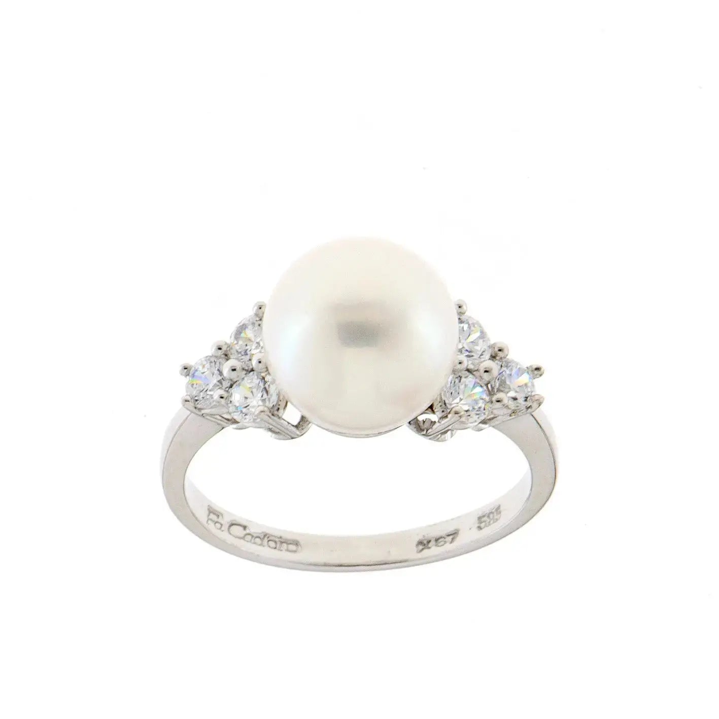 FaCad'oro RI-476-9 Δαχτυλίδι από Λευκόχρυσο 9ct με Πέρλα και Ζιργκόν