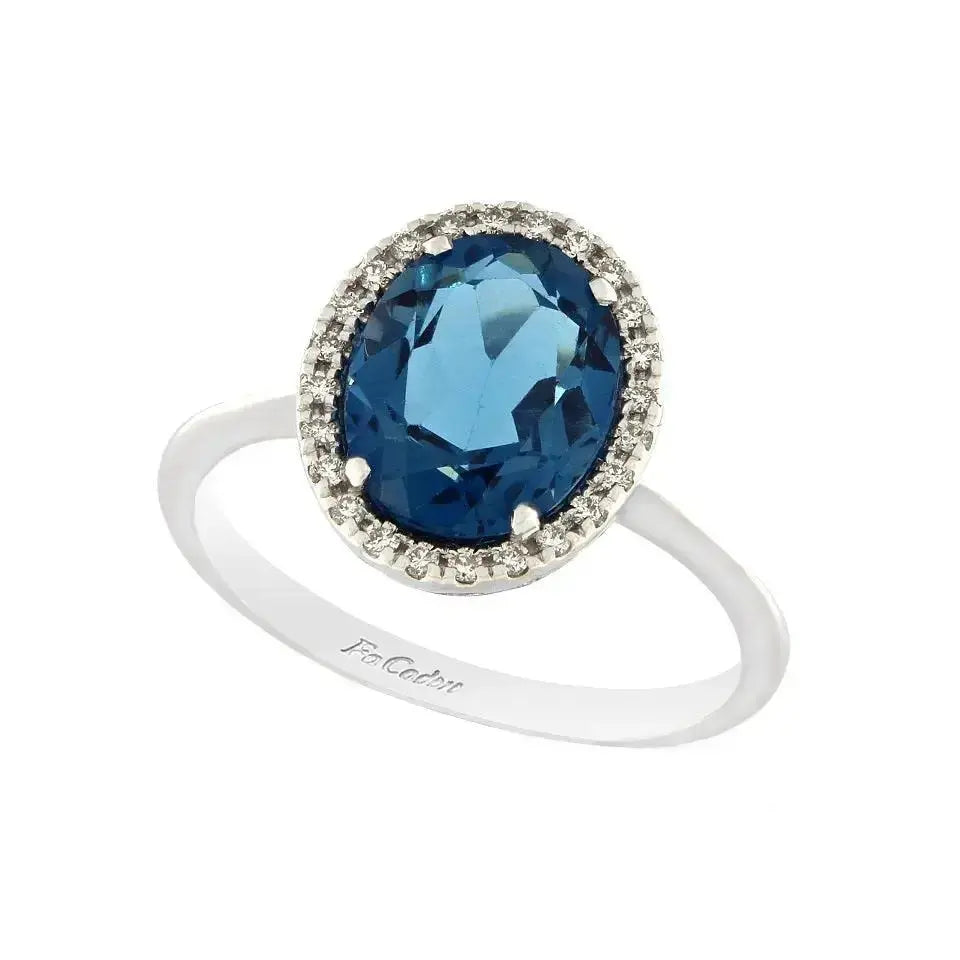 FaCad'oro RI-343B-14 Ροζέτα από Λευκόχρυσο 14ct με Μπλε Ζιργκόν