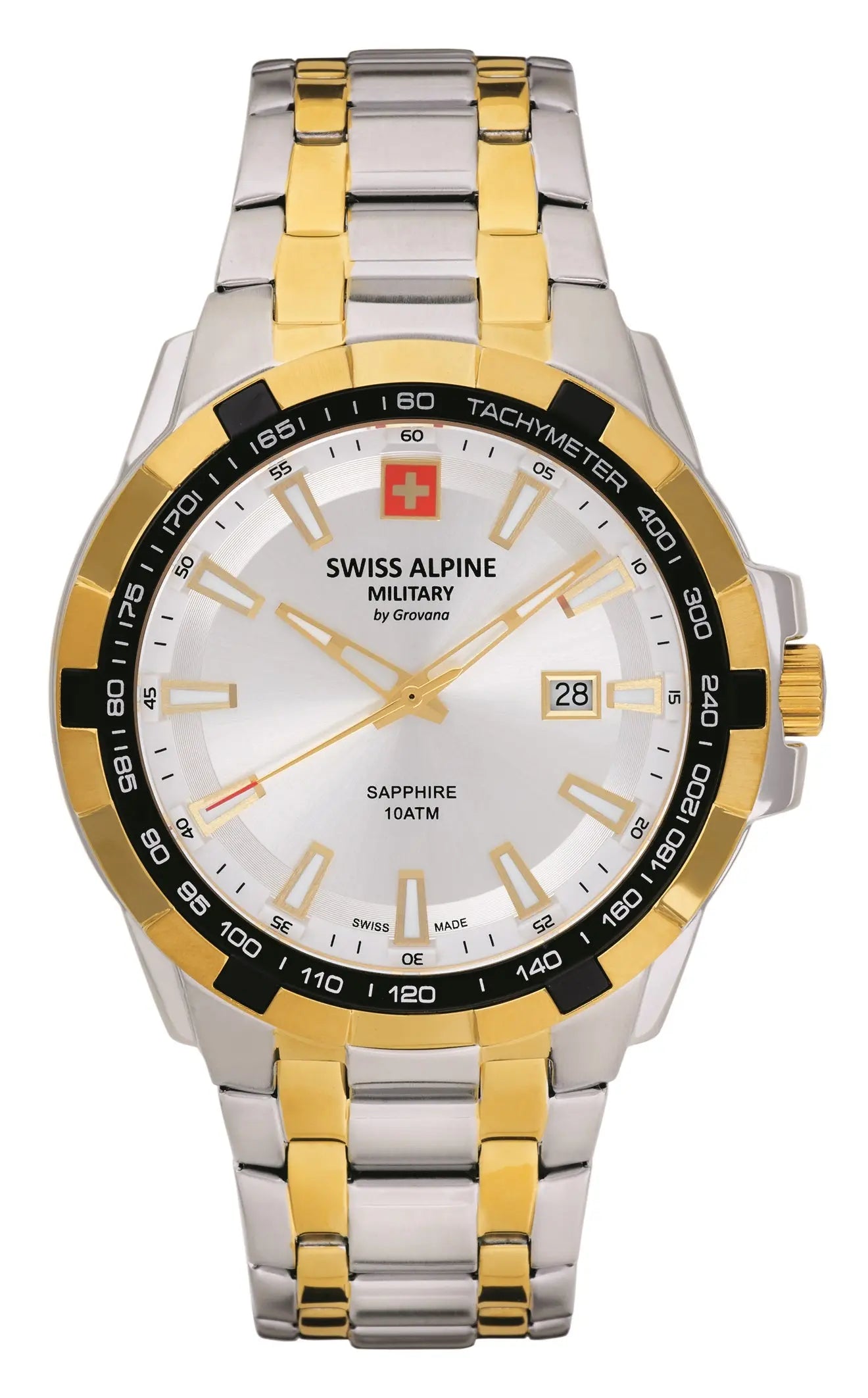 SWISS ALPINE MILITARY SAM7044.1242 Star Fighter Two Tone Stainless Steel Bracelet