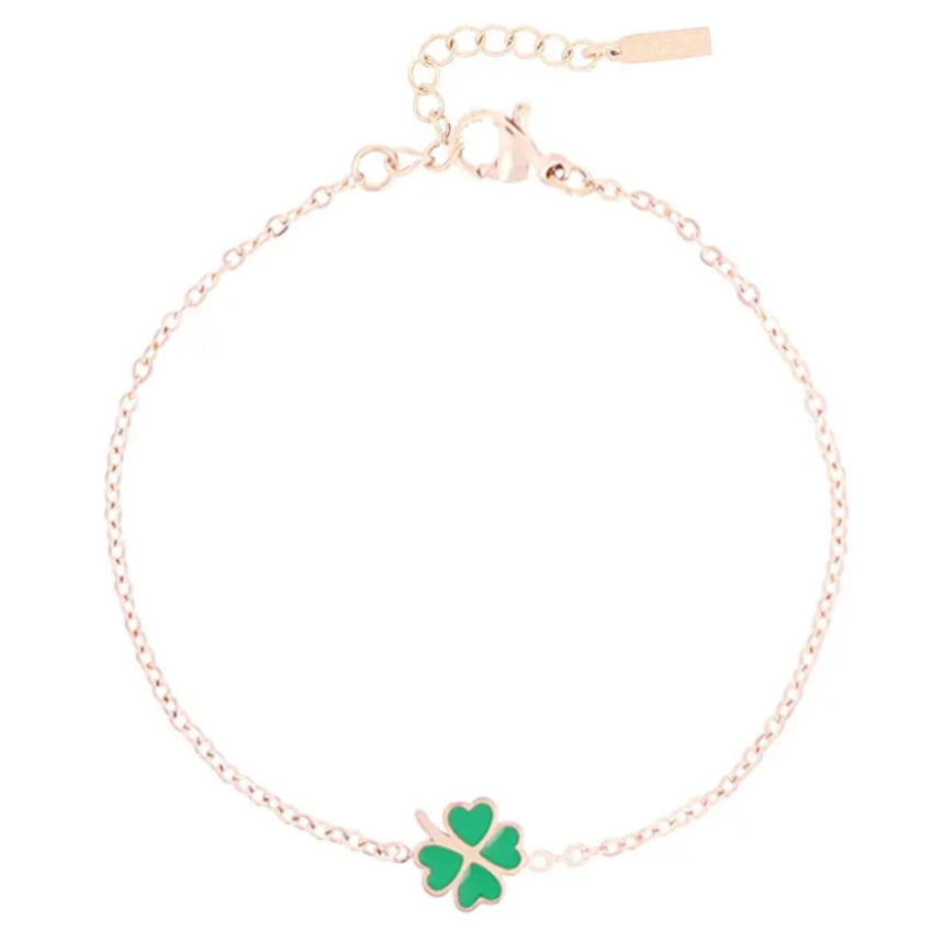 OOZOO Jewellery SB-1038 Βραχιόλι Clover από Ροζ Επιχρυσωμένο Ατσάλι