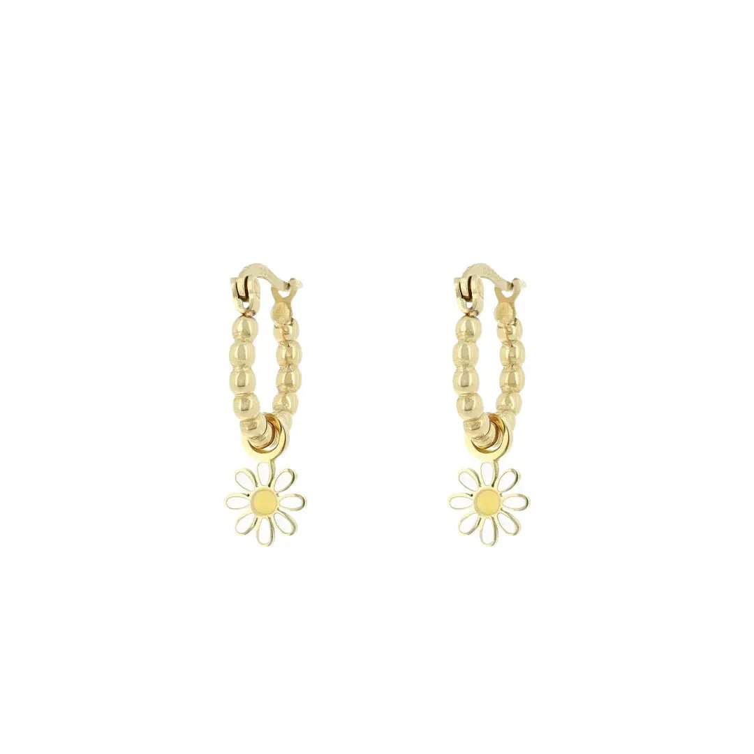 OOZOO Jewellery SE-3016 Σκουλαρίκια Από Επιχρυσωμένο Ατσάλι με Μαργαρίτες