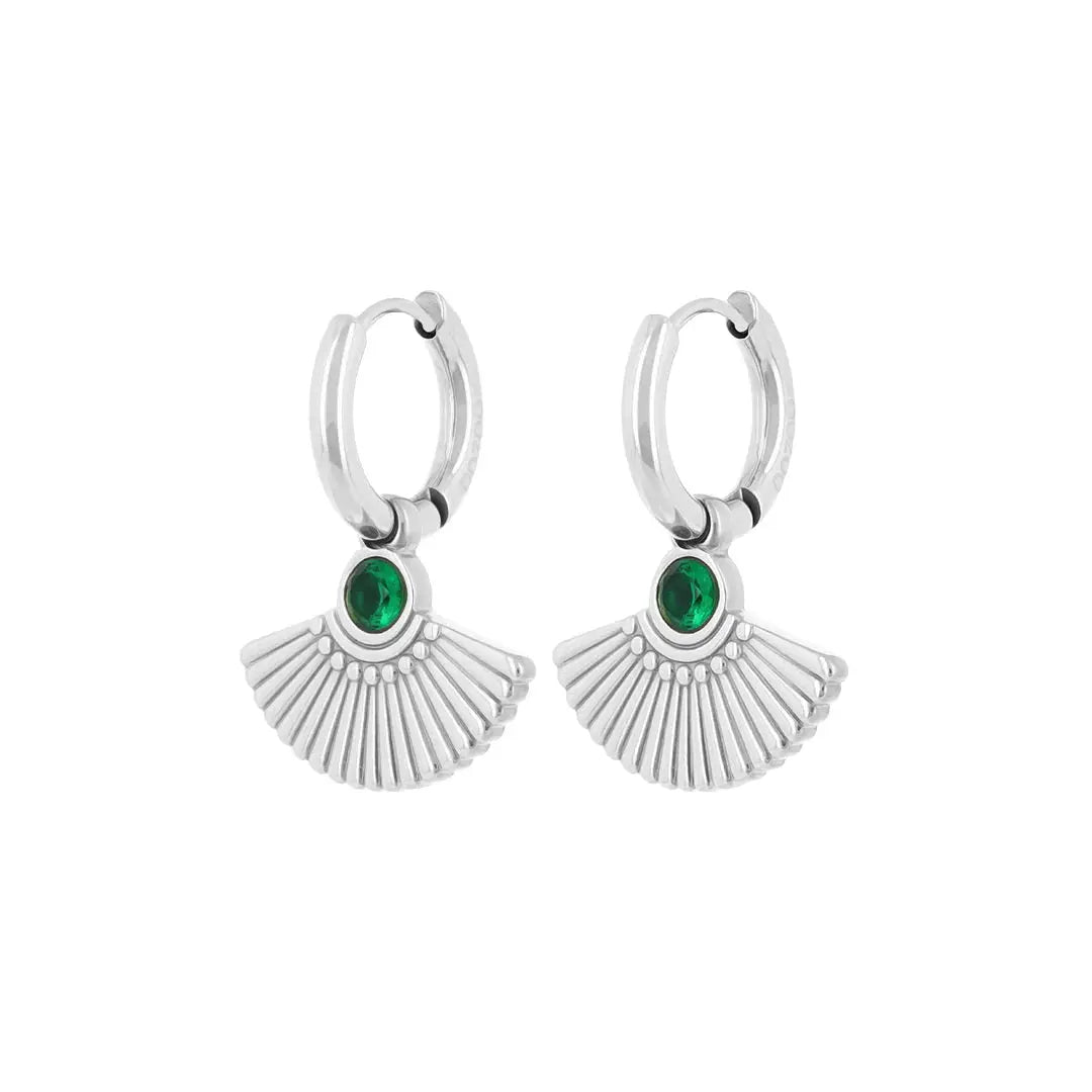 OOZOO Jewellery SE-3036 Σκουλαρίκια Από Ατσάλι με Πράσινα Ζιργκόν
