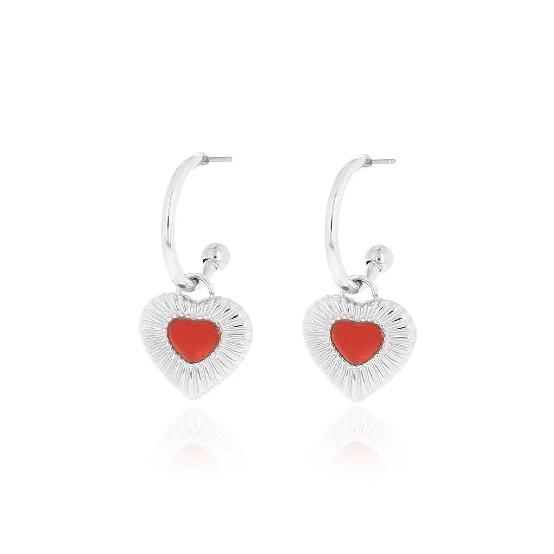 OOZOO Jewellery SE-3058 Σκουλαρίκια Από Ατσάλι με Καρδιές