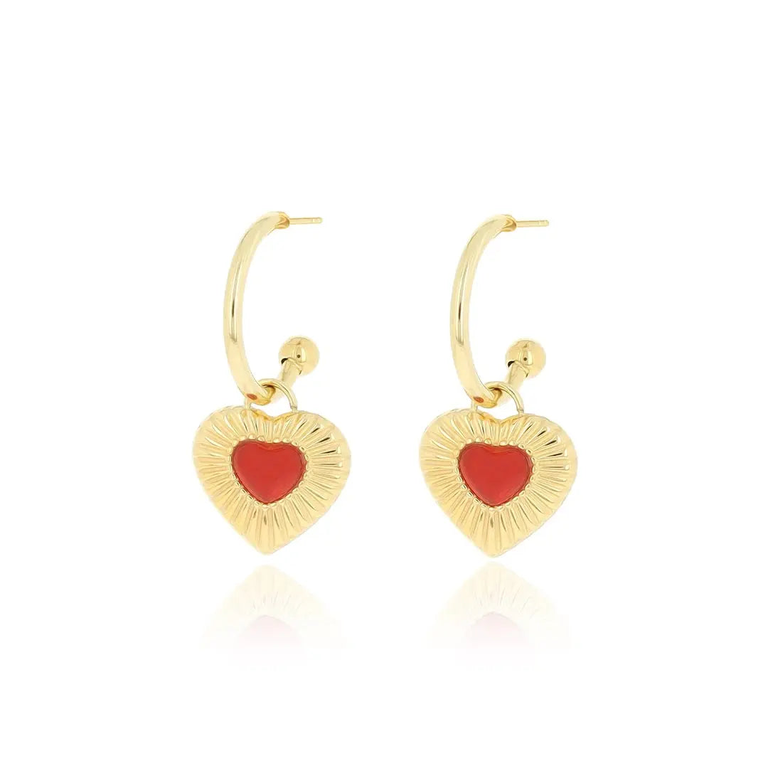 OOZOO Jewellery SE-3059 Σκουλαρίκια Από Επιχρυσωμένο Ατσάλι με Καρδιές