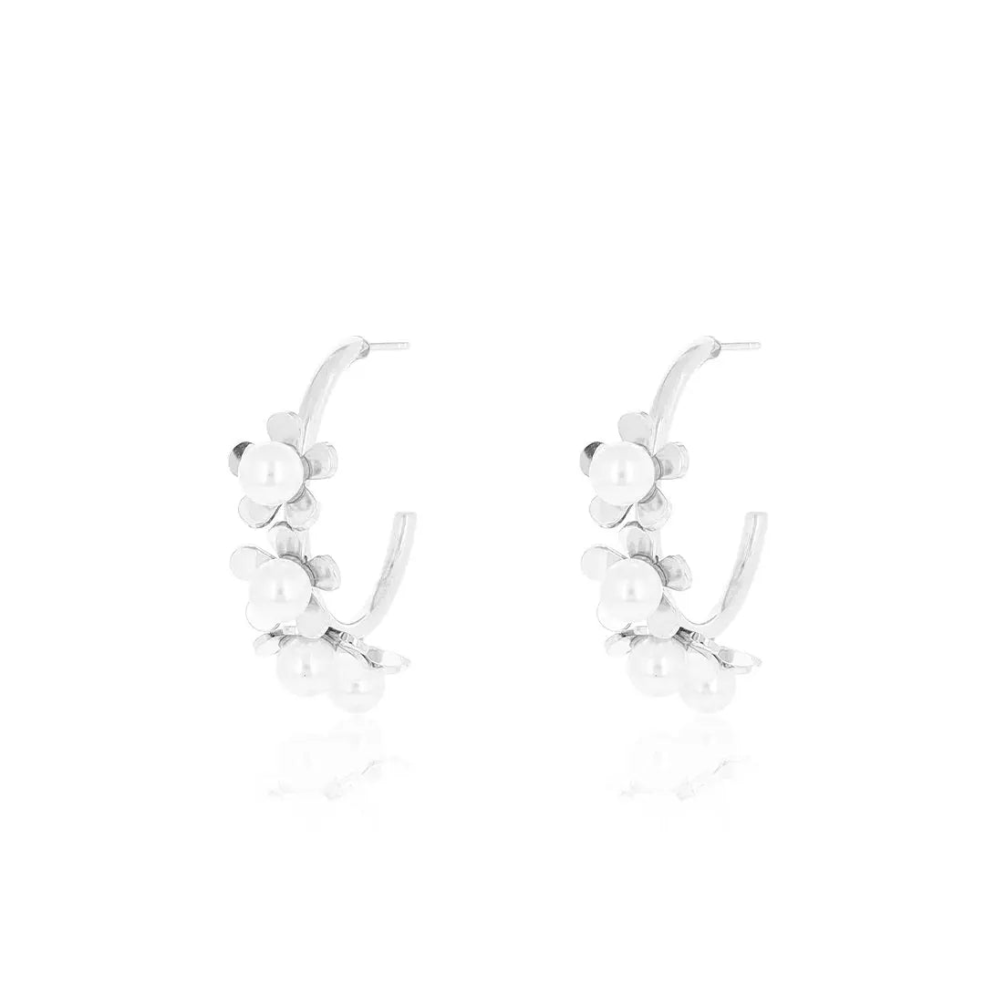 OOZOO Jewellery SE-3061 Κρίκοι Από Ανοξείδωτο Ατσάλι με Πέρλες