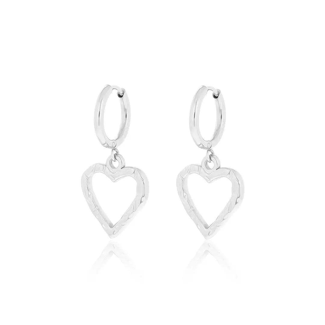 OOZOO Jewellery SE-3070 Σκουλαρίκια Από Ατσάλι με Καρδιές
