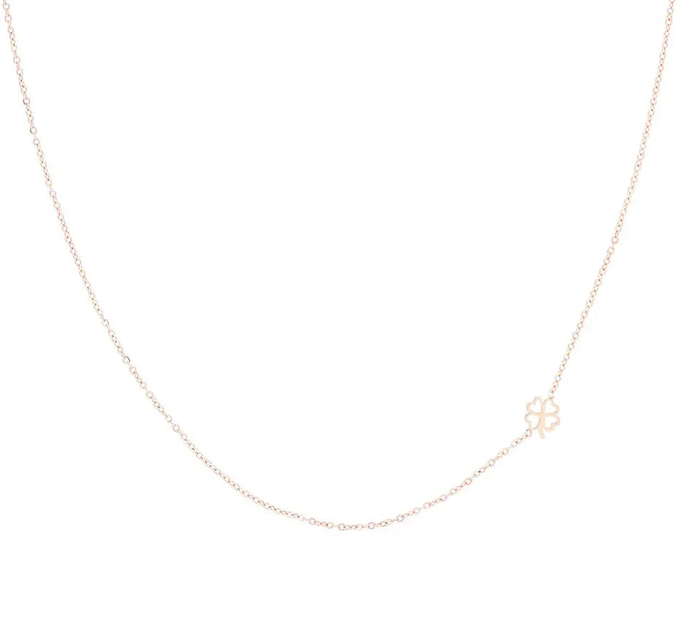 OOZOO Jewellery SN-2038 Κολιέ Clover από Ροζ Επιχρυσωμένο Ατσάλι