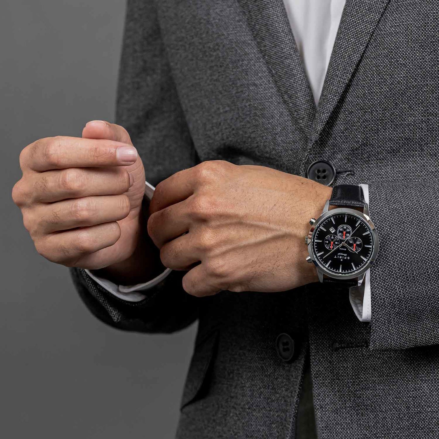 Spirit SP1003 Chronograph Black Leather Strap