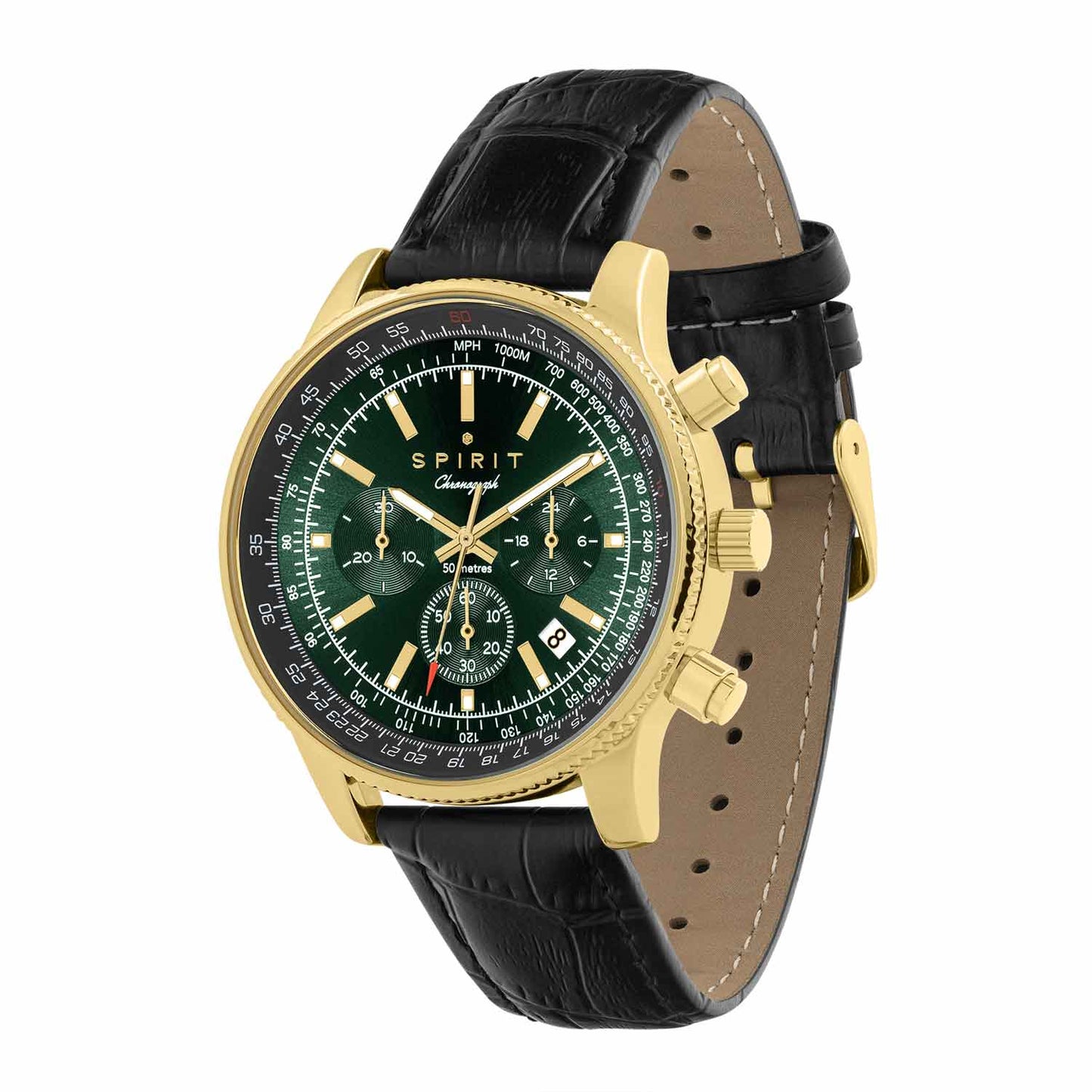 Spirit SP1006 Chronograph Black Leather Strap