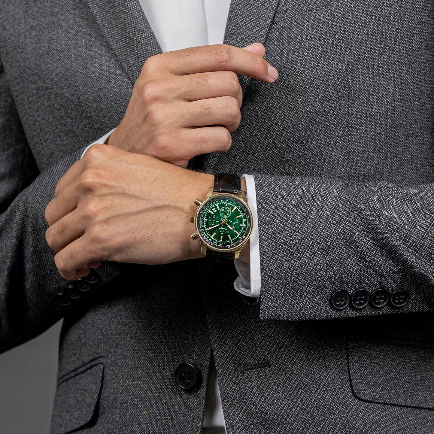 Spirit SP1006 Chronograph Black Leather Strap