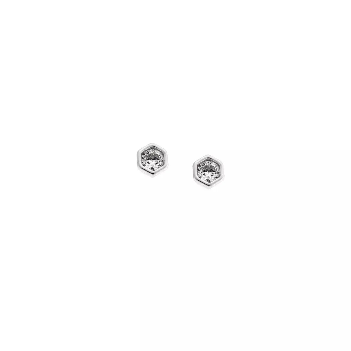 SC270-1W Stud Earrings in Platinum Plated Silver