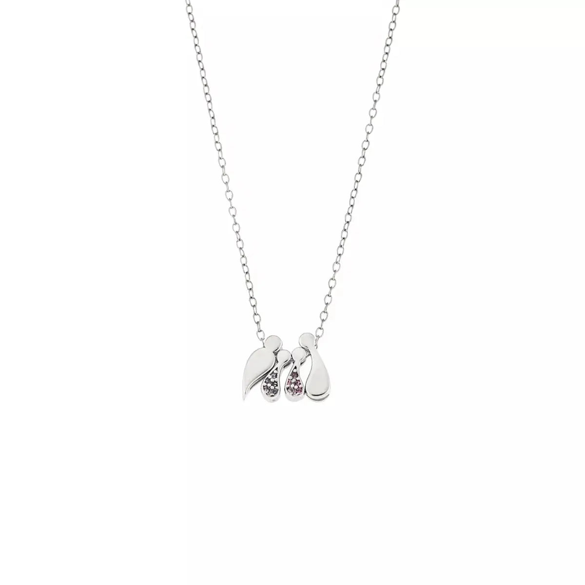 G2000CRW Family Necklace In Platinum Plated Silver With Zirconia