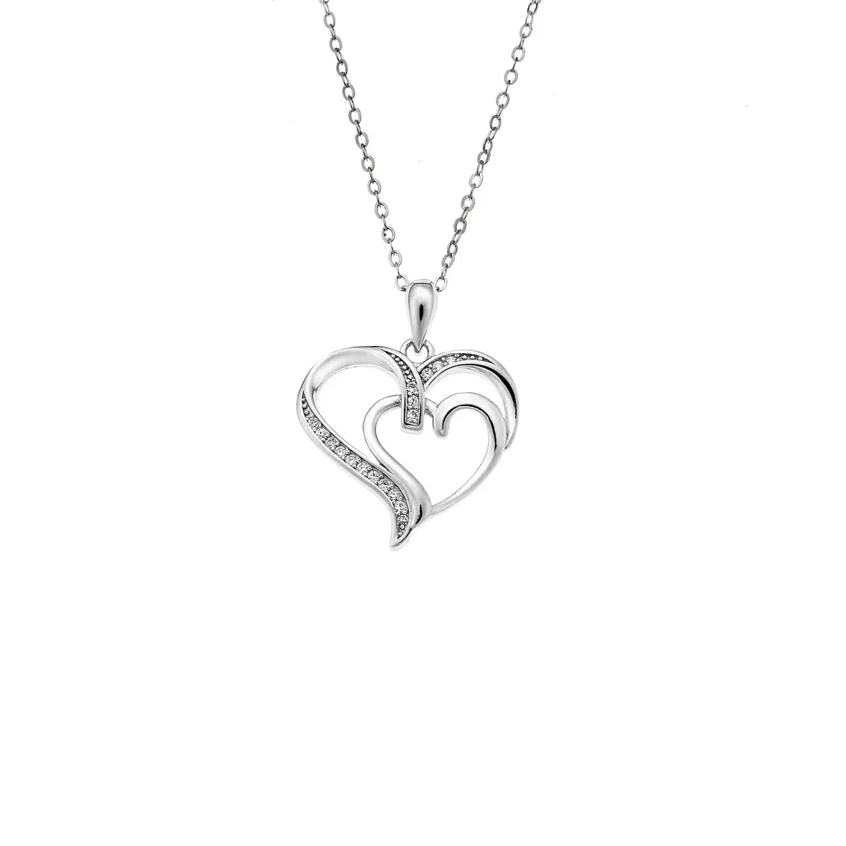 Κολιέ SSR4309SR Καρδιά Από Επιπλατινωμένο Ασήμι με Ζιργκόν