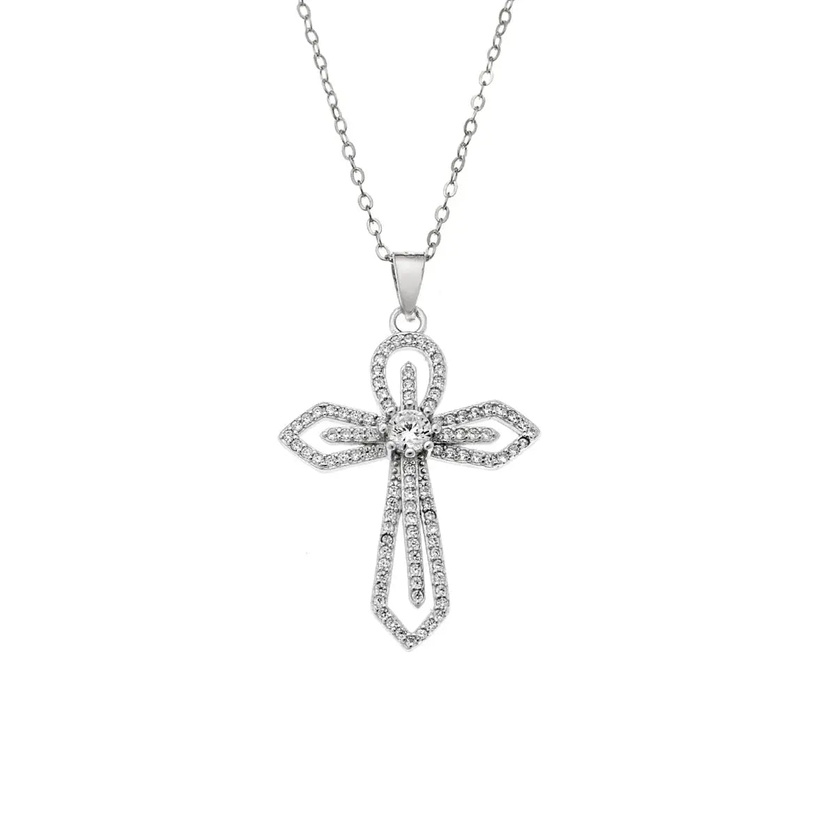 Κολιέ SSR4406SR Σταυρός Από Επιπλατινωμένο Ασήμι με Ζιργκόν