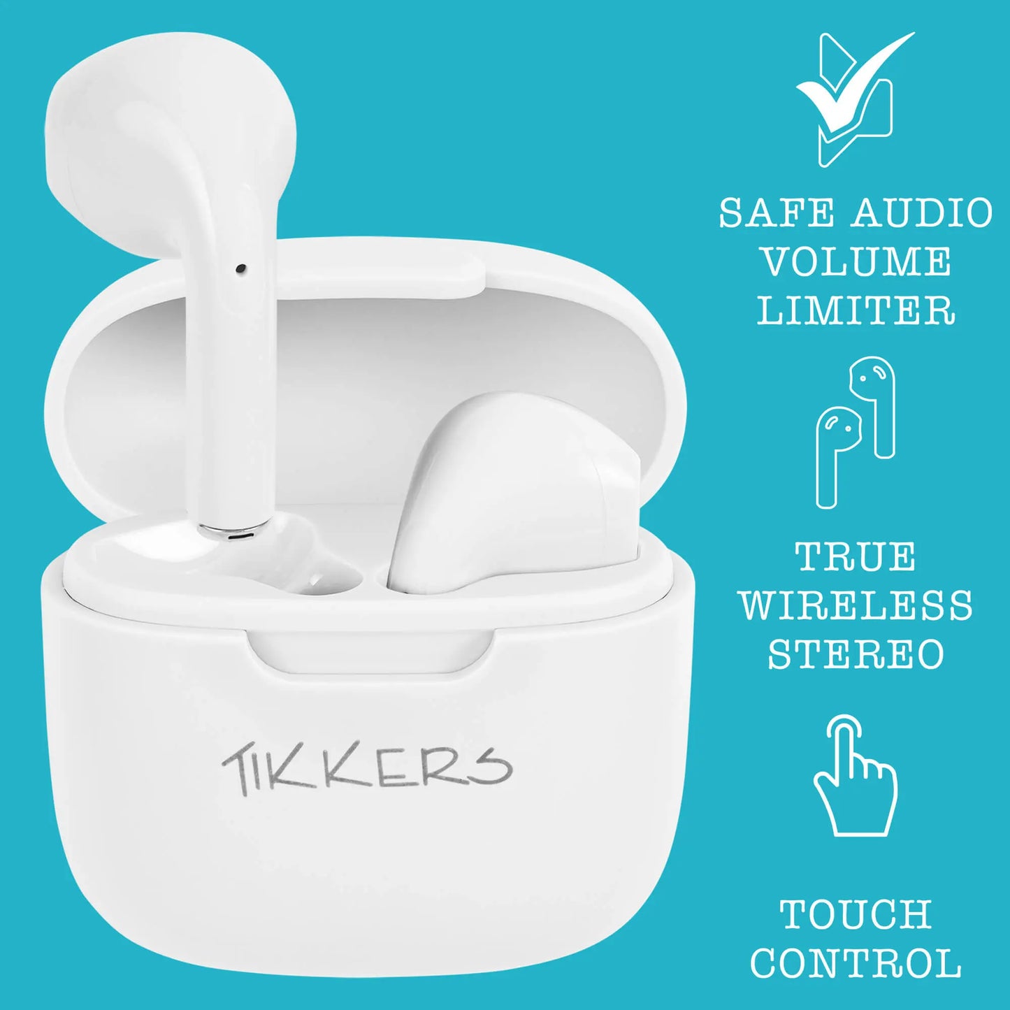 Tikkers TKS10-0007-SET Teen Smart Watch and Earbuds Set White Silicon Strap