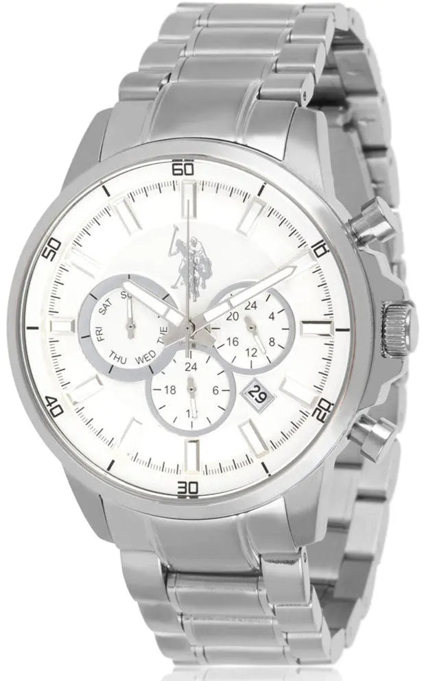 U.S. POLO USP4781WH Grayson Silver Stainless Steel Bracelet