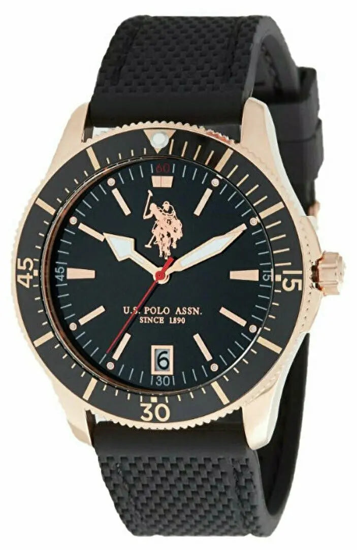 U.S. POLO USP4896RG Argo Black Silicon Strap