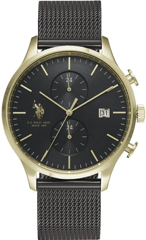 U.S. POLO USP4915YG Aaron Chrono Black Stainless Steel Bracelet