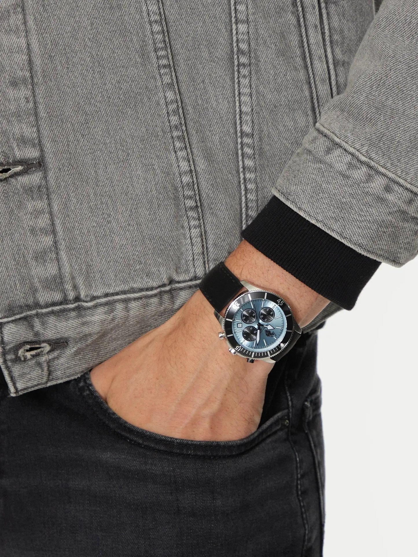 U.S. POLO USP7224LB Alexandre Black Leather Strap