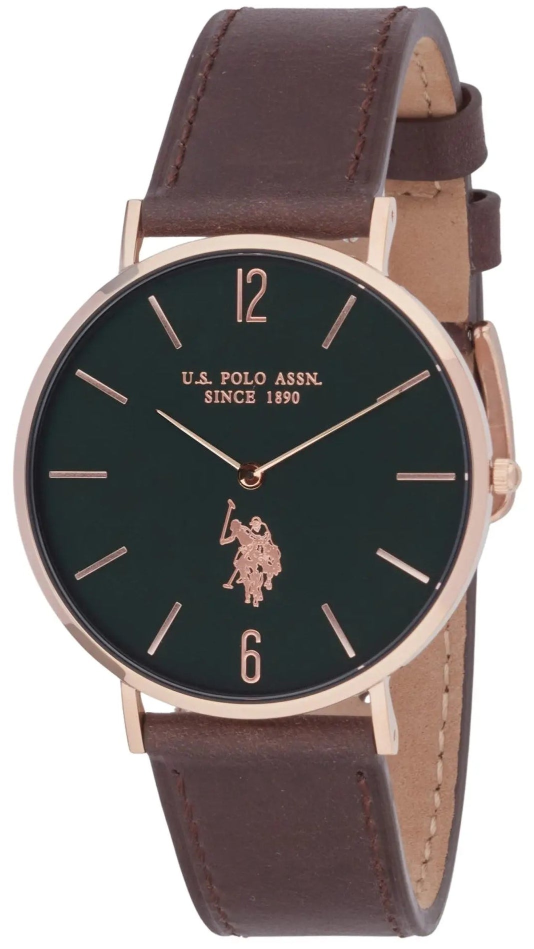 U.S. POLO USP7264GR Austin Brown Leather Strap